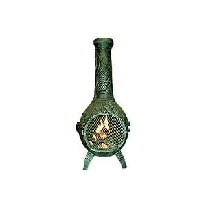 Blue Rooster - ALCH046GK-AG - Orchid Cast Aluminum Chiminea w Gas Kit - Antique Green -... by 