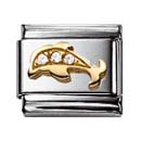 NOMINATION Italian Charm in stainless steel, 18k gold AND Cubic zirconia (WHITE Dolphin)