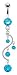 Vine Design Dangle Belly Button Ring - Aqua