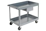 Buy 2 Shelf Deep Tray Steel Stock Cart 30x16 500 Lb. Capacity With 1 Drawer by EDSAL MFG CO.
