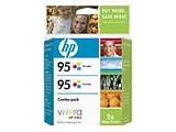 New Hewlett Packard 95 Retail Twin Pack Cyan Yellow Magenta Excellent Image Quality Fade Resistance