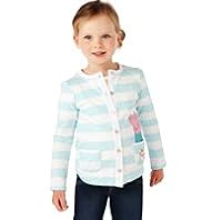Pure Cotton Peppa Pig Appliqué Striped Cardigan