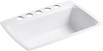 Hot Sale KOHLER K-5864-5U-0 Cape Dory Undercounter Kitchen Sink, White