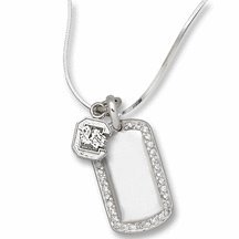 South Carolina Gamecocks "c" Gamecock On Sterling Silver Mini Dog Tag Necklace Picture