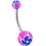 Blue FUNKY FLOWER Belly Button Ring