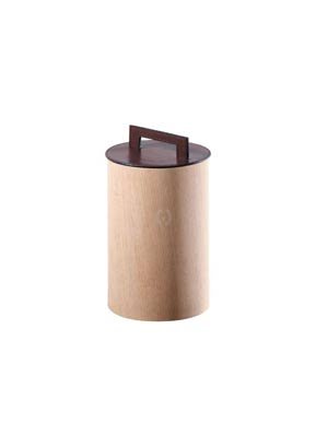 Cover image : Papierkorb aus Holz mit Lederdeckel Durchmesser 20cm Ausführung: rovere - oak wood marr