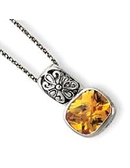 Sterling Silver Antiqued Yellow CZ Necklace QG2004-18"