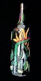 Bird of Paradise Design - Hand Painted - Wine Bottle with Hand Painted Stopper