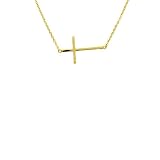 apop nyc 14k Yellow Gold apop nyc 14k Yellow Gold Vermeil Sideways Cross Necklace 16 inch