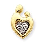 14k Heart Shaped .23ct Diamond Mother & Child Pendant