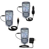 Car / Auto; Wall / AC Charger and USB Data Cable Deluxe Kit w/ Tip Exchange for the Blackberry 7100T - Gomadic Brand