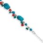 Sterling Silver Howlite/Turquoise/Red Coral Bracelet QH2312-8.5"