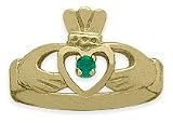 Ladies 10 Karat Yellow Gold Peridot Claddagh Ring - 5