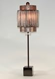 Bronzed Metal Console Table Lamp with Tiered Metallic Shade