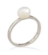 Rhodium Plated Cultured Freshwater Pearl Ring