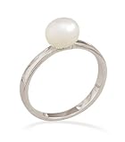 Rhodium Plated Cultured Freshwater Pearl Ring
