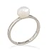 Rhodium Plated Cultured Freshwater Pearl Ring
