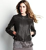 Indigo Collection Leather Long Sleeve Cropped Jacket Indigo Collection Leather Long Sleeve Cropped Jacket