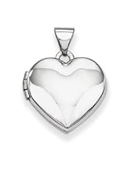 Genuine IceCarats Designer Jewelry Gift 14K White Gold Polished Heart-Shaped Locket