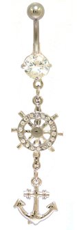 Anchor & Wheel Belly Button Ring