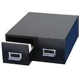Major Metalfab 16in. Card File Box, Double Drawer, 4in. x 6in., Black