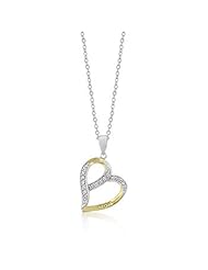 Alexander James White Gold Rhodium and 14k Gold Bonded Two Tone Heart Pendant with Mom Engraving in Tutone Chain Included