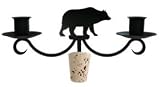 Bear Wine Bottle Stopper Topper / Taper Candle Candlebras - Wrought Iron