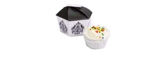 Creative Converting Presentation Station Individual Cupcake or Candy Favor Boxes, Black and White Damask, 4 Boxes per Package