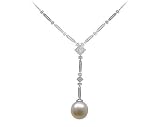 Natural South Sea Drop Pearl & Diamond Necklace in 18kt White Gold
