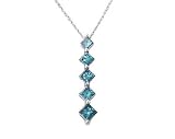1.00CT Blue princess Cut Diamond Journey Pendant in 14K White Gold