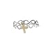 Sterling Silvert Two Tone Wavy Band With Cross Drop Toe Ring