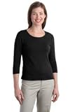 NEW Port Authority - Ladies Modern Stretch Cotton 3/4-Sleeve Scoop Neck Shirt. L517