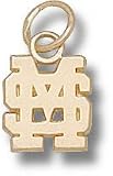 Mississippi State Bulldogs Solid 10K Gold ''MS'' 3/8'' Pendant