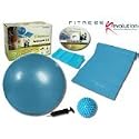 Gym Exercise Ball - 65cm (blue) with DVD & Mat & Double Action Hand Pump