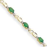 14k Emerald and Diamond Bracelet - 7 Inch - Lobster Claw