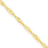 14k 1.6mm Singapore Chain Anklet - 9 Inch - Spring Ring - JewelryWeb