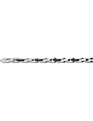 Stainless Steel Link Bracelet with Onyx 08.50 Inch olished Onyx B5056