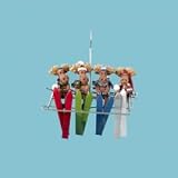 4 MOOSE ON SKI LIFT ORNAMENT - 4.25 RESIN DIMENSIONAL 4 MOOSE ON SKI LIFT ORNAMENT - Christmas Ornament