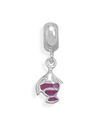 Sterling Silver Purple Fish Charm Bead