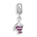 Purple Fish Dangling Story Bead Slide-on Charm Sterling Silver