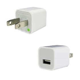 White USB Cable Power Adapter (Wall Charger Adaptor) for Apple iPod, iPhone, iPhone 3G, Touch, Shuffle, Nano, Classic