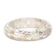 White Mother of Pearl Shell Mosaic Bangle Bracelet