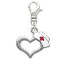 Open Heart with Nurse Hat - Silver Plated Clip-on Charm [Jewelry]