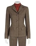 Lafayette 148 New York Glen Plaid Jacket and Cuffed Trouser Pant Suit Brown 8
