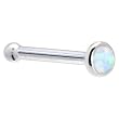 Solid 14KT White Gold 2mm Synthetic Opal Nose Bone - 20 Gauge