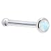 Solid 14KT White Gold 2mm Synthetic Opal Nose Bone - 20 Gauge