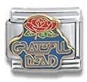 Clearly Charming Grateful Dead logo Rose Grateful Dead Italian Charm Bracelet Link
