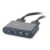 2-Port USB KVM Switch,15 Pin Connector,5' Cable,Silver, Sold as 1 each