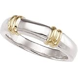 14K Yellow Gold and Sterling Silver Banded Fashion Ring