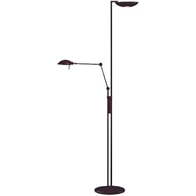 Holtkoetter Halogen Torchiere with Reading Swing-Arm, Hand-Brushed Old Bronze by Holtkoetter